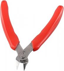 Stainless Steel Electronics Cutting Pliers with Flush Jaw for Wire, Cable, Jewelry and Model Making, Red/Black Handle