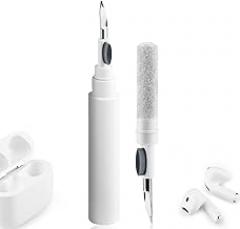Cleaner Kit for Airpods Pro 1 2 3, 3-in-1 Multi-Function Cleaning Pen Tools Soft Brush Flocking Sponge & Metal Tip for Earbuds, Wireless Earphones, iPhone, Camera, Lens, Bluetooth Headphones (White)