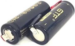 HITY 【2 Pack with Welding Tab】 3.7V Rechar, 1400mAh, 18 * 50mm 3.7 Volt Flat top 10A for Doorbells Doorbells