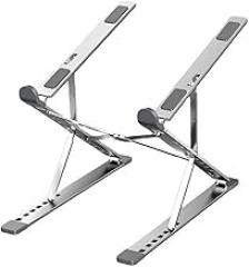Aluminum Levels Double Adjustable Height Vertical Folding Raised Layer Laptop Stand(Silver)