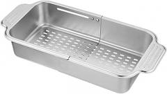 304 Stainless Steel Telescopic Drainage Basket Kitchen Sink Vegetable Basin Drainage Rack Household Utensils Sink Storage Rack(Telescopic M)