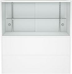 WISDOMFUR 3-Foot Retail Display Showcase Cabinet – 36” x 18” x 38” Half Vision Glass Top Case with Storage Base, White Counter Display for Jewelry, Collectibles & Electronics