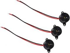 WALFRONT 3Pcs Piezo Electric Tone Buzzer Alarm Active Continuous Beep Sound DC Powered Electronic Buzzer Alarm Sounder with Cable