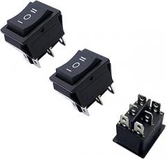 KCD4 DPDT 6-Pin Rocker Switch - 20A/250V 3 Position ON/Off/ON Switch for Automotive, Marine & Electronics (3 Pack)