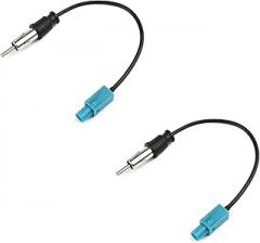 Maxmoral 2PCS 15cm Universal Automotive Stereo FM AM Radio Antenna Adapter Cable Fakra Z Head to DIN Plug Connector Vehicle Electronics Accessories