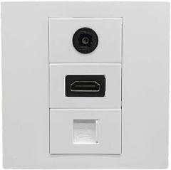 Digital Audio Wall Plate Cable HDMI 2.0 Female with CAT6 RJ45 LAN Ethernet Panel (White)