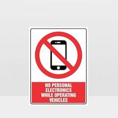 No Personal Electronics While Operating Vehicle Sign - Prohibition Metal Tin Sign 12x8 Inch for Industrial or Commercial Use