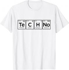 Techno Music Festival Underground Rave Party Chemical Elements Periodic Table DJ Electronic Dance Techno T-Shirt