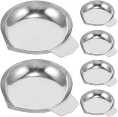 Toyvian 6pcs Stainless Steel Weighing Dishes for Jewelry Electronic Scale Trays for Accurate Measurement and Weighing Metal Measuring Pans for Reloading and Gemstone Use