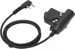 Ymiko U94 PTT Walkie Talkie with High Strength Press, Cold PU Tensile Wire, Standard Plug, Surround Sound Listening Electronic Equipment, Black