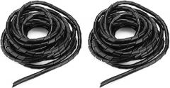 Spiral Wire Sleeve Protector Durable Flexible PP Cable Management Solution for Home Office Electronics Organizer Black White Multiple Sizes 2 Pack (Black Diameter 12mm)