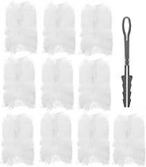 Wakauto Fluffy Hand Duster with 10 Replacement Heads, Non-Woven Fabric and Plastic Dusting Brush for Home and Car, Electrostatic Disposable Cleaning Tool for Furniture and Electronics