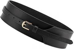 Milisten Wide Genuine Leather Women’s Waist Belt Black 100cm Retro Fashion Waistband for Dresses and Jeans
