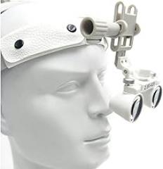 Dental Binocular 2.5X420Mm Loupe Surgical Leather Headband Surgical Medical Optical Glass Headset Magnifying Glasses +3W Led Headlight