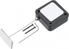 Generic 6.6 ft Retractable Remote Control Tether, Security Cable Lanyard Lock with Double Sided Adhesive & Screw for TV Remote Control Gaming Controller, Black(Square Iron Cap)