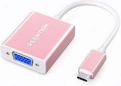 LENTION VGA to USB Adapter for Monitor, USB C to VGA Adapter Laptop to Monitor Connector Compatible with iPhone 17/16/15 Pro/Max, MacBook Pro/Air 2025-2018, iPad Pro, iMac and More(Pink)
