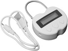 Smart Time Lock with LCD Display, Electronic Countdown for Travel and Security, USB Rechargeable 120-Hour Runtime, ABS Material, 30g Lightweight Padlock, Compatible with Smart Devices(White)