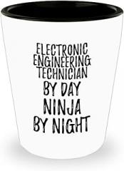 EzGift Funny Electronic Engineering Technician Shot Glass By Day Ninja By Night Parenting Gift Idea New Parent Gag 1.5 Oz Shotglass