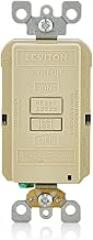 Leviton Blank Face GFCI, 20 Amp, Self Test, LED Indicator Light, Provides GFCI Protection Where an Outlet is not Needed, GFRBF-I, Ivory