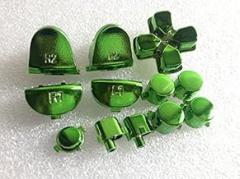 Replacement Chrome Plating Buttons L1 R1 L2 R2 D Pad ABXY Key Kit + Springs for PS4 Controller Green