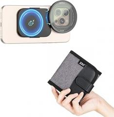 JJC 3 Pockets Camera Filter Case + 67mm Phone Lens Filter Adapter