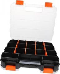 Double-sided Portable Plastic Tool Box with Multiple Compartments, Electronic Component Storage Case for Small Parts and Bead Organizer, 32x27x8 Cm Craft Storage Organizer