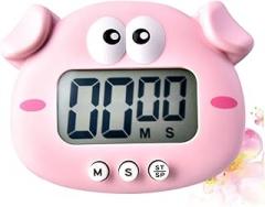 1pc Cartoon Pig Electronic Timer Management Clock for Study Work and Baking No Battery Required for Kitchen Cooking and Reminders Cute Design