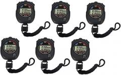 6Pcs Electronic Training Stopwatch Multifunctional Match Timer with Digital Display Black Practical for Sports Gym and Referee Use