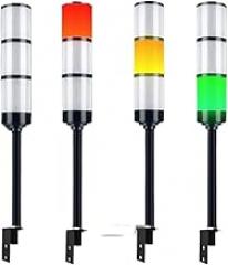 L Side Mounted Aluminum Rod 3 Layer 3 Colors Always Bright 24V/12V LED Warning lamp for Industrial Machines Safety(1pcs 24V Silver)