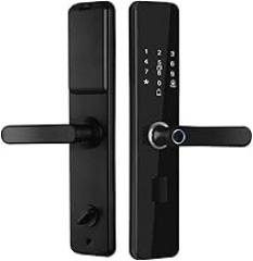 Black Electronic Smart Door Lock with Biometric Fingerprint/IC Card/Password/Key Unlock/USB Emergency Charge(Y)