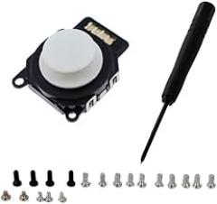 Replacement Parts 3D Button Thumbstick Analog Stick Joystick for PSP 2000 2001 2002 2003 + 19 Screws + Tool (White)