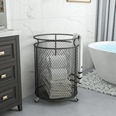 Laundry Hamper Simple Laundry Basket Iron Storage Basket Household Light Luxury Dirty Clothes Storage Basket Bathroom (Color : Black)