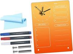 Sleek Modern Whiteboard Clock Battery Operated Planner Board Calendar for Desk