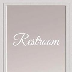 Rockmount Electronics - Restroom - UV Resistant, Waterproof, Durable - Peel & Stick Wall Door Decor Decal Sticker Quote Vinyl Mural Art Script Vinyl Lettering - 9.5