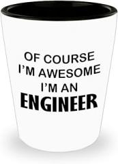Im an Engineer Shot Glass Shotglass Novelty Drinkware - Gifts for Engineering Engineer Engr Week Civil Chemical Electrical Electronic EC Industrial Mechanical Funny Idea - of Course Im Awesome
