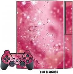 Mightyskins Protective Skin Decal Cover Sticker Compatible with Playstation 3 Console + Two PS3 Controllers - Pink Diamonds