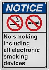 Industrial Caution Sign No Smoking Area Sign (No Smoking Including All Electronic Smoking Devices) 8 in x 12 in UV Resistant Indoor Outdoor Workplace Industrial Caution Warning Sign