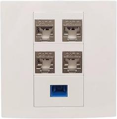 4 Port CAT7 RJ45 Panel Shielded CAT.7 LAN Jack SC UPC Fiber Optic Wall Plate 86x86mm