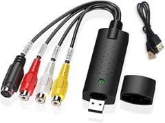 NORMICHIC USB2.0 Video Converter Capture For PC, Laptop, TV DVD VHS DVR Audio Capture Adapter S-Video USB Converter, PAL NTSC USB Recording Capture Converter (Black)