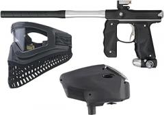 Empire Mini GS Electronic Paintball Marker Dust Black/Dust Silver with JT Proflex-X Mask and Gray Halo Too Electronic Loader