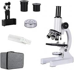 Microscope Accessories Kit Zoom 640X 1280X 2000X HD Biological microscope Monocular student education laboratory w/LED light phone holder electronic eyepiece Microscope Slides ( Color : Package5(40X-6