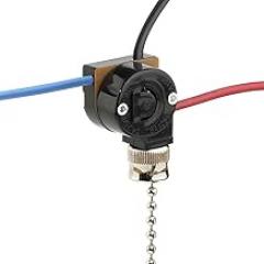 NTE Electronics 54-540 Pull Chain Switch with Rope Cord, Single Pole, ON-ON-ON-Off Action, Black Nylon 66 Cover, 6 Amp, 125V