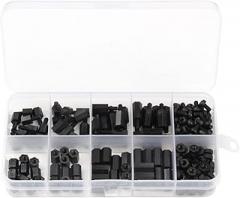 Wshao Store 180Pcs Black M3 Nylon Hex Spacers Male/Female Screws Nuts Stand-Off Kit with Plastic Box for Electronics PC Board (Size : M3)