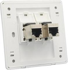 CAT 6 RJ45 LAN Connector Wall Plate Panel with 2 Shielded Ports CAT6 and Socket(86x86mm)