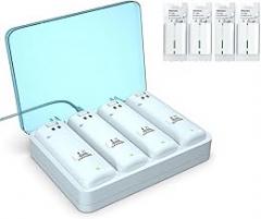 Rechargeable 4 Pack Battery Pack for Wii/Wii U Remote Controller,2800mAh Replacement Batteries and 4 Ports Charger Station for Wii/Wii U Remote Controller Battery Pack,wii Remote Charger-BURFLO