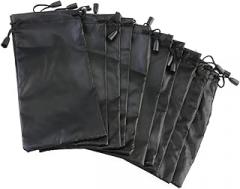 WRITWAA 12pcs Eyewear Storage Pouch Drawstring Bags for Sunglasses Jewelry and Electronics Soft Material Easy Closure for Organizing Valuables Black