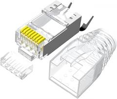 50U CAT7 RJ45 C0innector GoldPlated Cat6A Shielded FTP 8P8C Crimp Pass Through Network Cable PeRIForation Plug Computer Accessory New 2026 High for Reliable Electronic Component