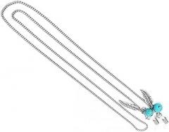 Milisten Vintage Stainless Steel Eyeglasses Chain Turquoise Leaf Pendant, Non-slip Eyewear Cord for Women, Silver Sunglasses Strap for Daily Use and Travel