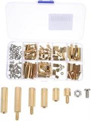 GLEAVI 120pcs Nuts Bolts Set Brass Kit Male-Female Spacers Machine Screws for Electronics