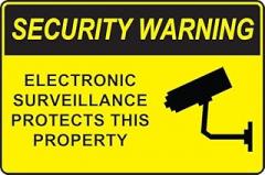 Security Warning Electronic Surveillance Protects This Property Sign – Metal Tin Sign 12x8 Inch for Industrial or Commercial Use